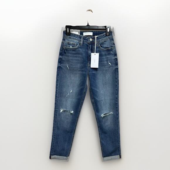 Vervet Denim - Vervet Womens Mom Jeans Size 24 Blue Erika Stretch New Distressed Medium Wash
